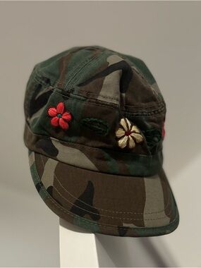 Alternative Apparel Camo Floral Embroidered Cadet Hat - Green/Brown